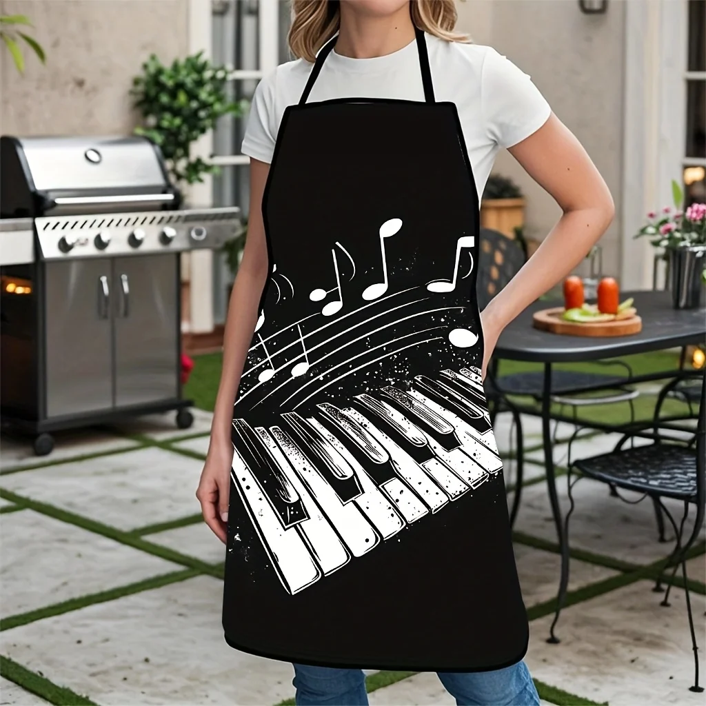 Funny Music Notes Piano Keyboard Apron for Bakers Cooks Musicians Gift Apron