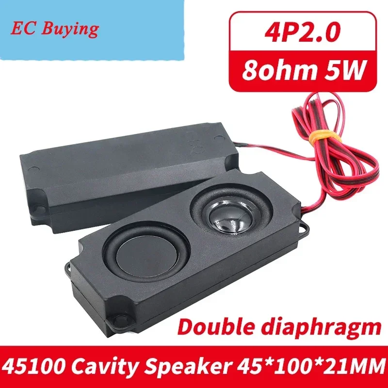 1Pair Audio Portable Speakers 45100 10045 LED TV Speaker 8 Ohm 5W Double Diaphragm Bass Computer Speaker DIY For Home Theater