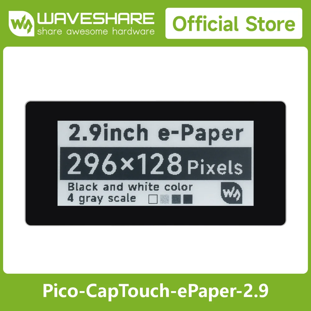 Picture 3: Waveshare 2.9inch Touch E-Paper Module 296×128 Black / White, Capacitive Touch, Partial Refresh, Low Power for Raspberry Pi Pico