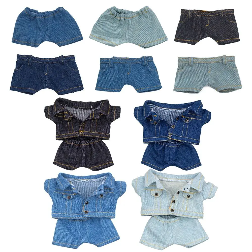 10cm Cotton Doll Clothes Fashion Jeans Pants Jacket Suits Cotton Doll Casual Wears Coat Tops 1/12 Dolls Clothes Accessories