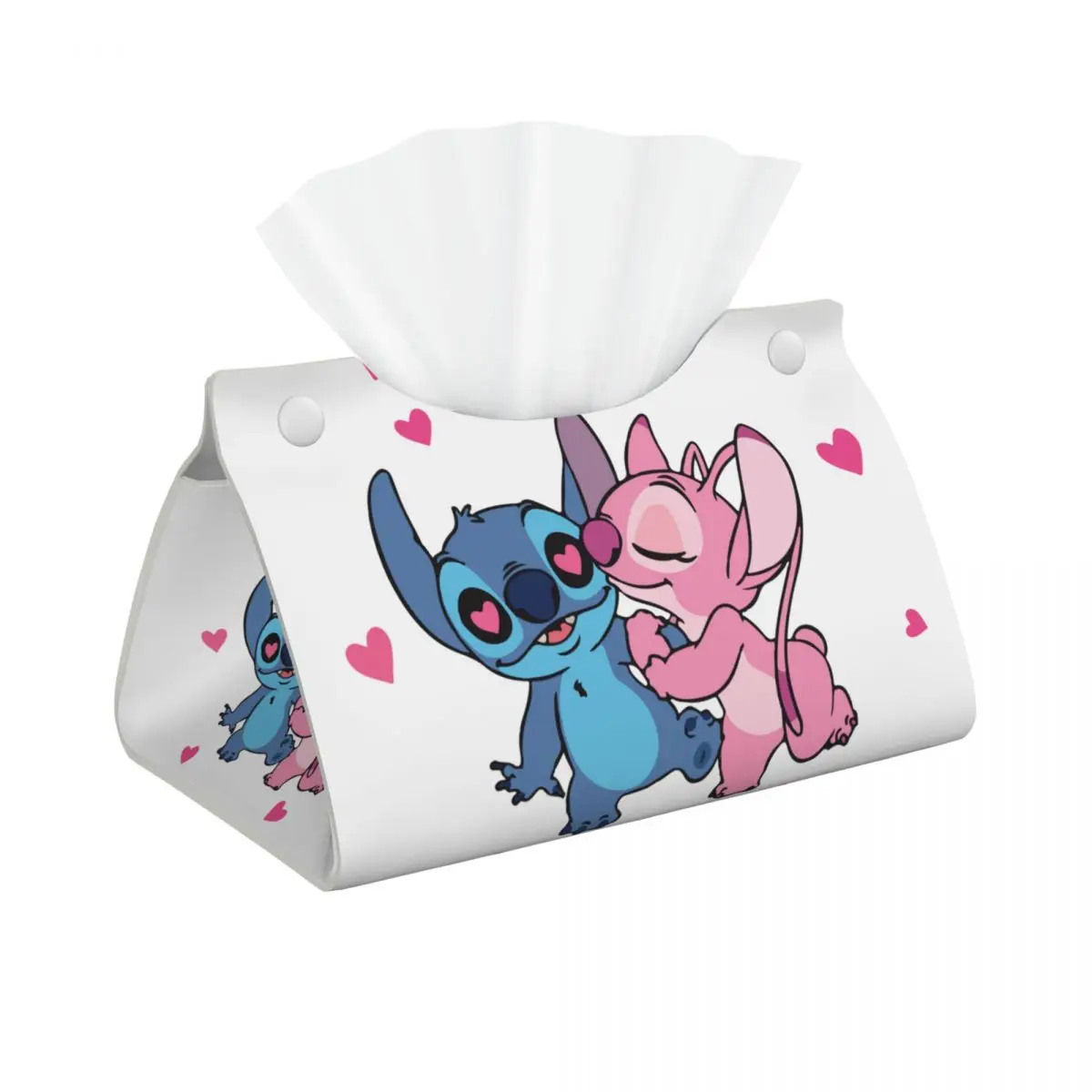 Custom Kiss Stitch Angel Tissue Box Holder Rectangular Cute PU Leather Facial Tissue Box Cover for Car Office