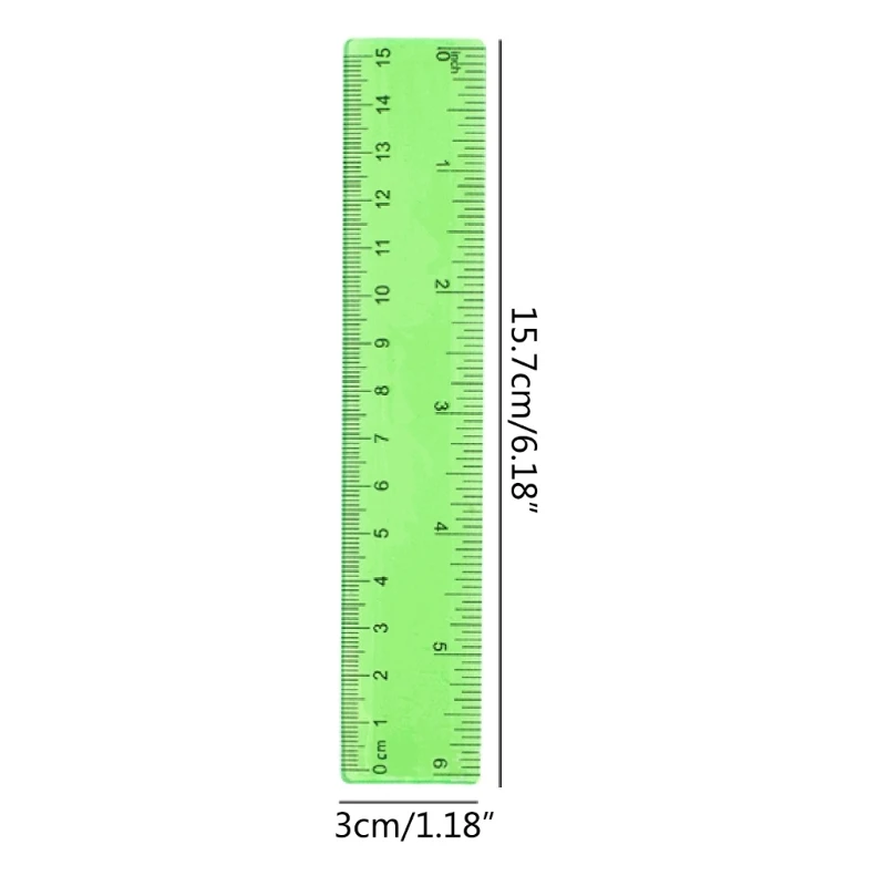 8 Pieces 6 Inch Transparent Ruler Plastic Rulers Straight Shatterproof Ruler Math Supplies School Office Measuring Tools