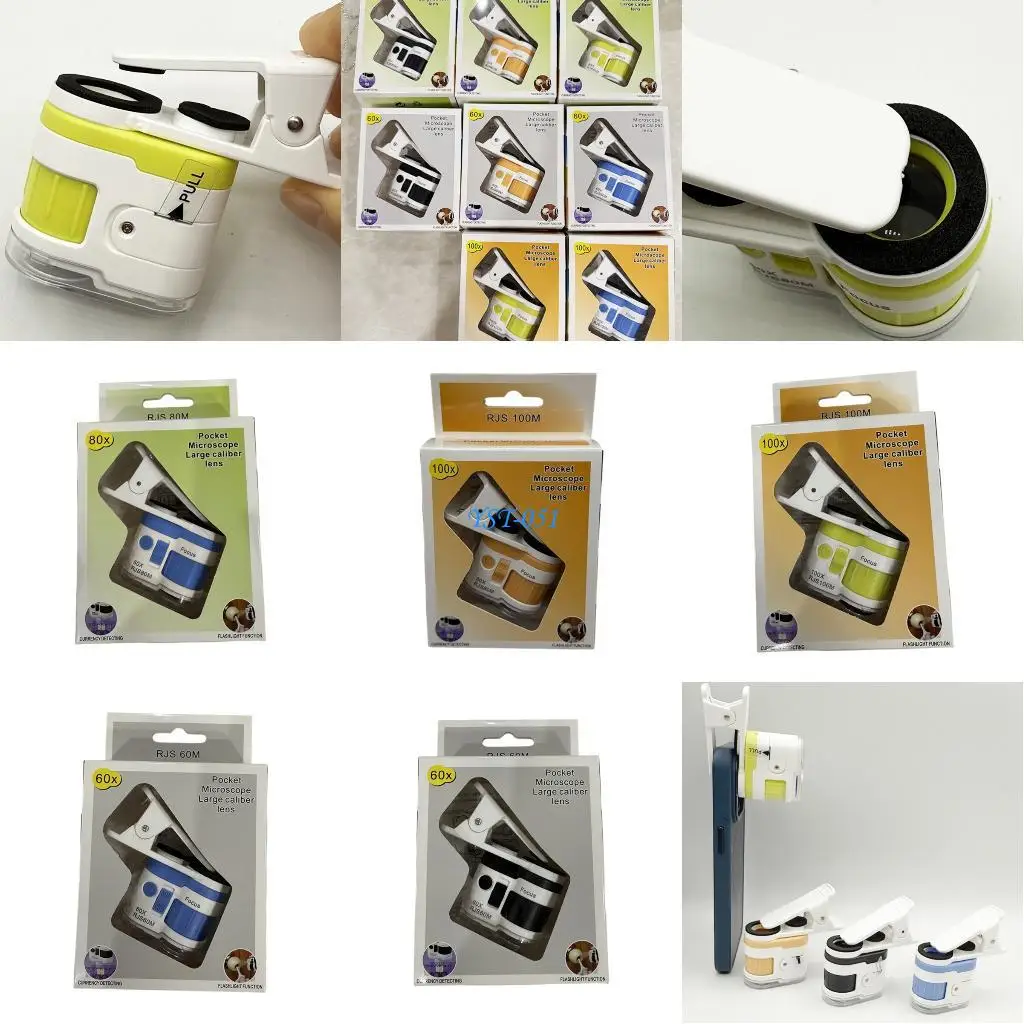 

E15A Kids Discovery Microscope Magnifier With Secure Phone Clip Educational Gadget