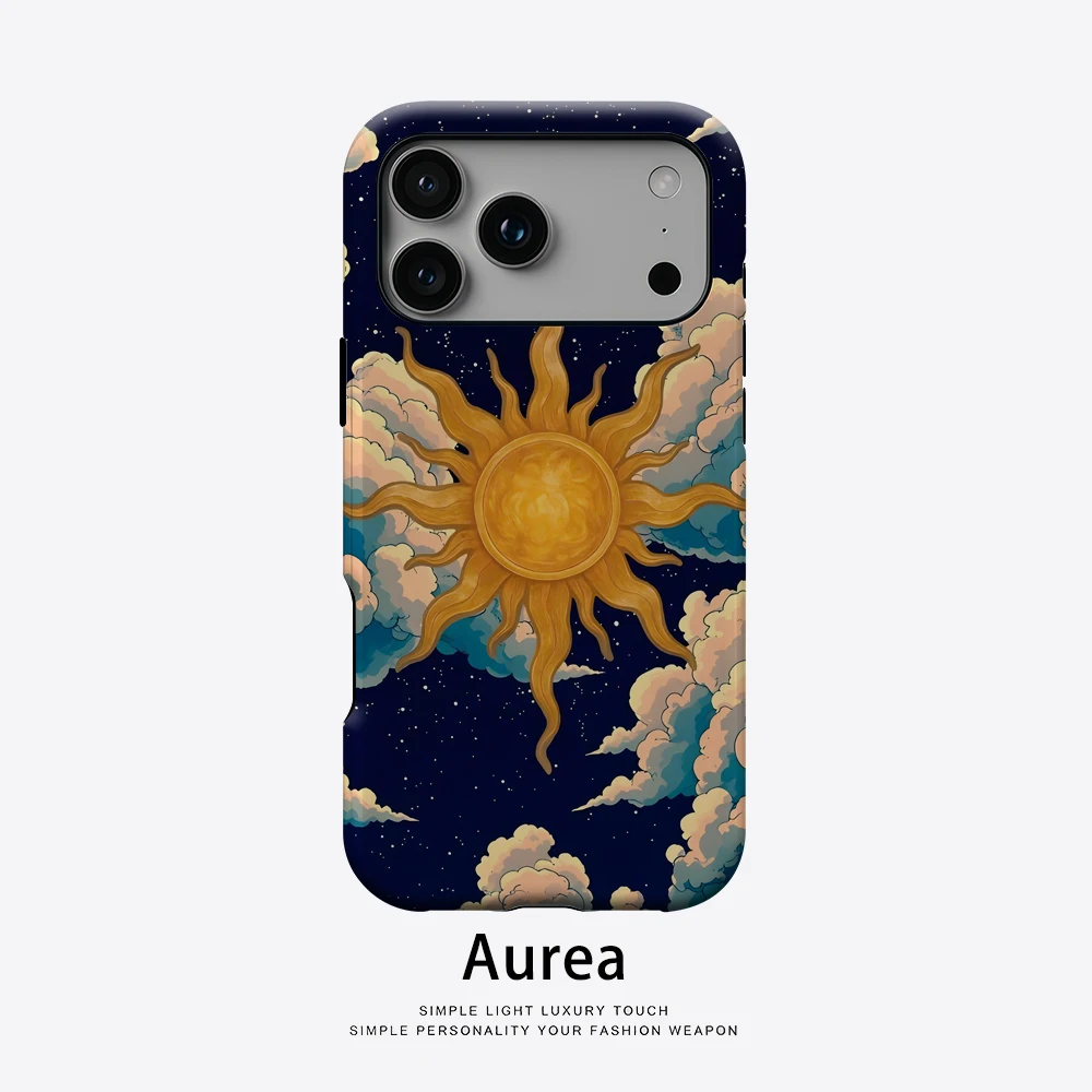 Golden Sun in Clouds Handyhülle für magnetische Handyhülle für iPhone 17 16 15 14 13 Pro Max Plus, einzelne doppelschichtige robuste Hülle