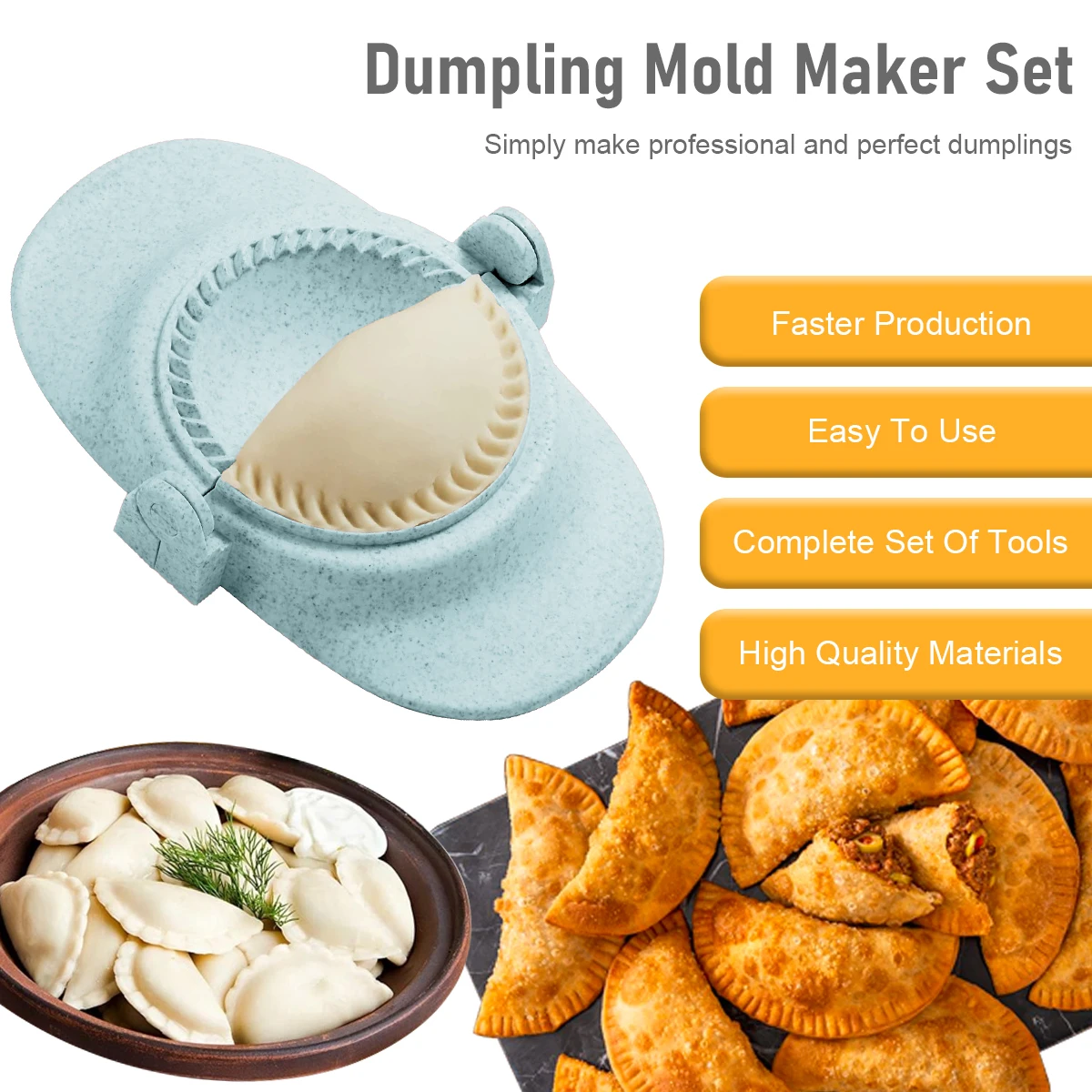 Cetakan tekan pangsit dapur 7P - Dumpling Press Set ulasan dan harga