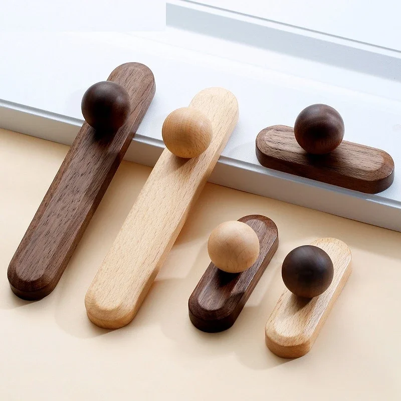 

New Chinese-style Dressers Drawer Wardrobe Door Handle Simple Walnut Wood Light Luxury Furniture Cabinet Door Kitchen Handle