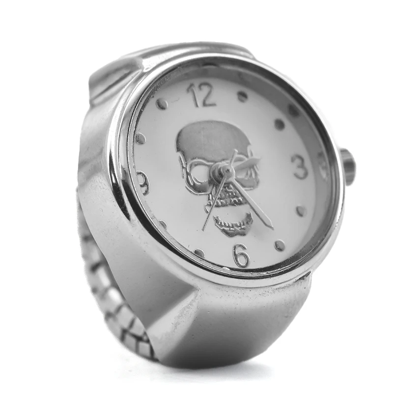 Creative Personality Selling Quartz Ring Watch Alloy Circular Dial Skull Literally Unisex Christmas Gift Fun Watch