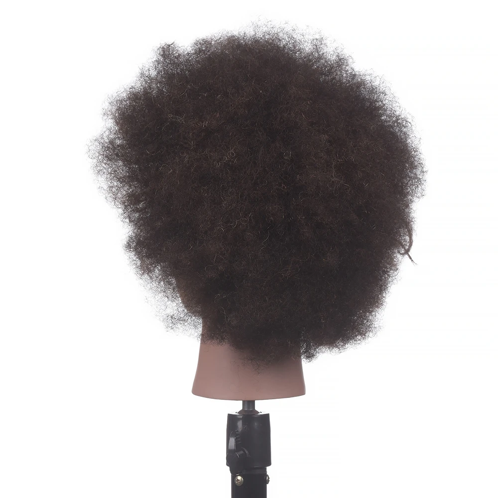 100% Human Hair Mannequin Head Hairdresser Manikin Head Afro Training Doll Head For Practice Hairstyles Dyeing Training