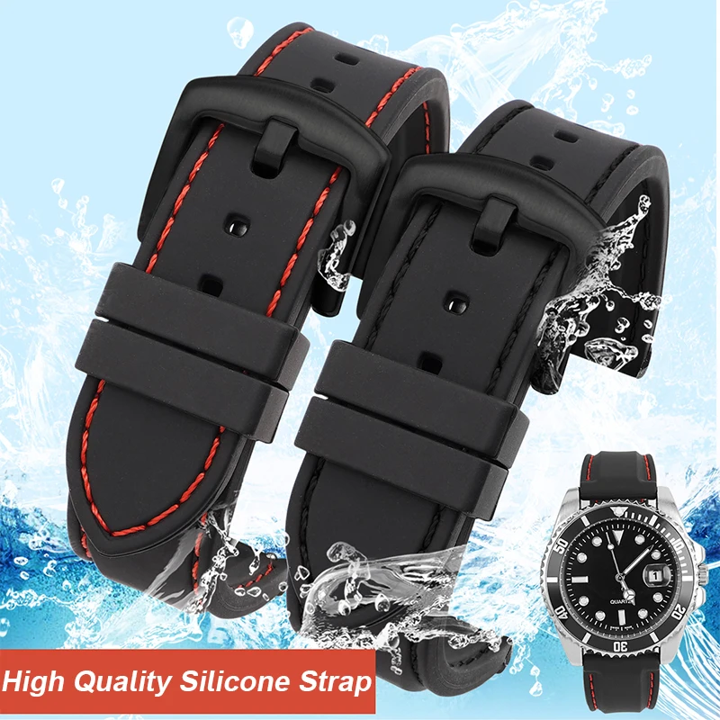 Silicone Rubber Watch Band Universal Waterproof Sport Strap for Casio Seiko Citizen Bracelet Watchband 16mm 18mm 20mm 22mm 24mm