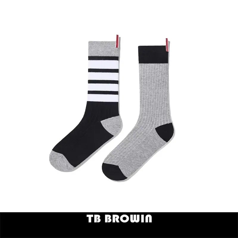 TB BROWIN THOM Men\'s Socks Korean Fashion RWB Stripes No Show Women\'s Cotton Street Fashionable Harajuku Stockings