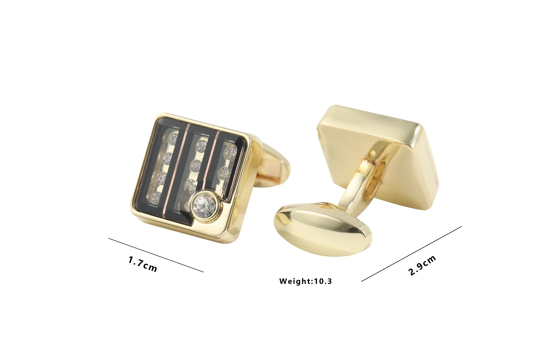 A pair of fashionable business inlaid crystal surface and rhinestone high-end men's cufflinks