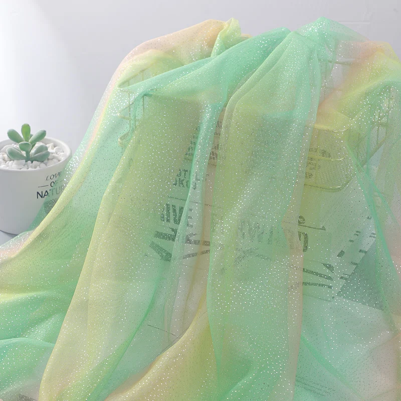 1yard colore sfumato Tulle tessuto arcobaleno materiale a rete illusoria per fai da te neonata gonna fascia indumento taglio Acceosrries