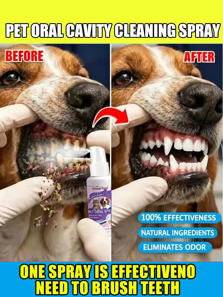 NEW Pets Oral Hygiene Cleaning SPRAY 30ml Dog Cat Daily Use Eliminate Tartar Plaque Bacteria Refresh Breath Gentle Sterilizing