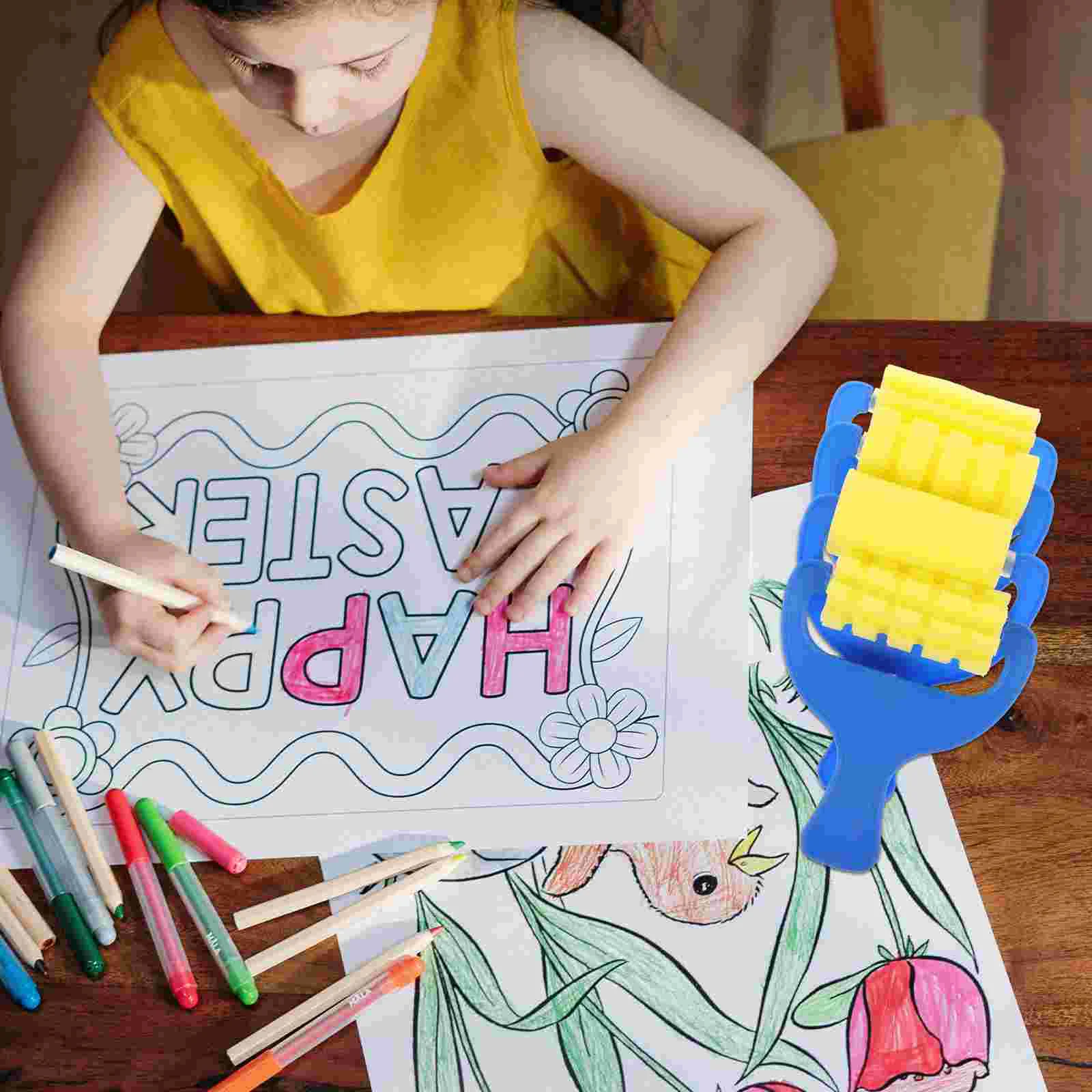 12 Pcs Roller Sponge Brush Children Painting for Kids Drawing Tool Baby