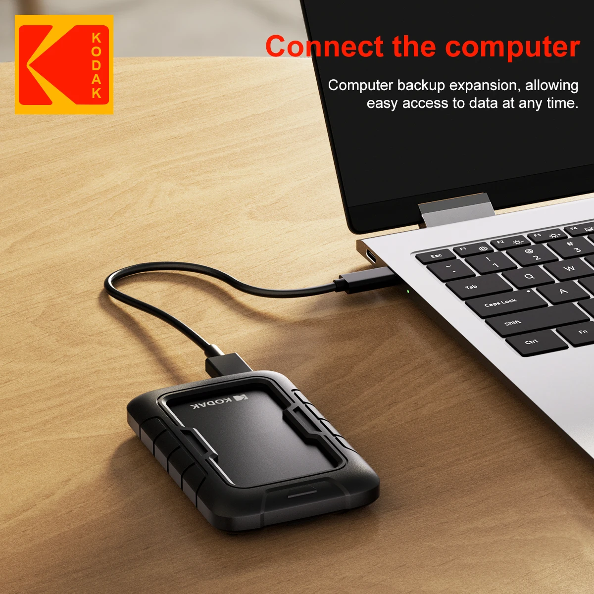 Kodak P110 Tragbare externe Festplatte 500 GB 1T 2T USB3.0 Leichte PHDD mit Silikon-Schutzhülle für PC-Tablets PS5 – Detail 6