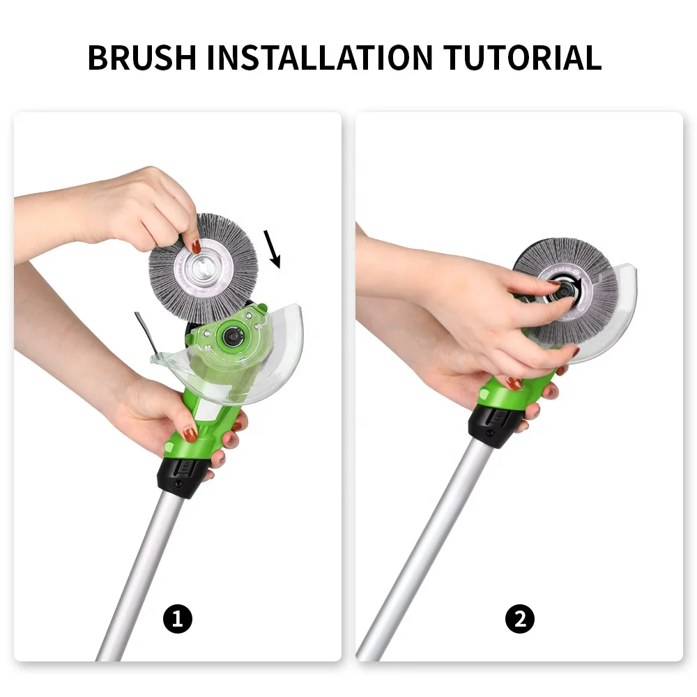 Vertak 18V Cordless Garden Weed Sweeper Brush Cleaner Telescopic 2000mAH Lithium-ion Battery Sweeper