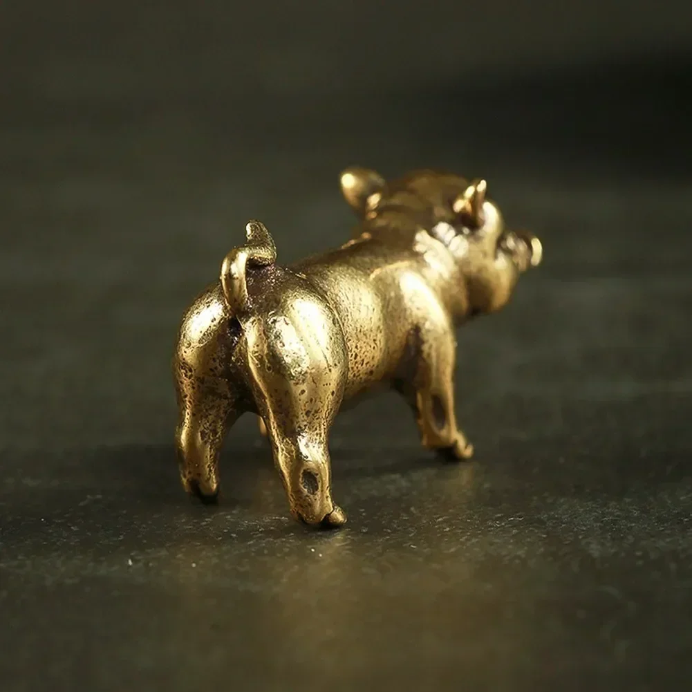 1pcs Pure Brass Ornaments Brassware Pig 3.3*1.7cm Chinese Zodiac Pig, Ornaments, Metal Pendants Ornaments Home Figurines