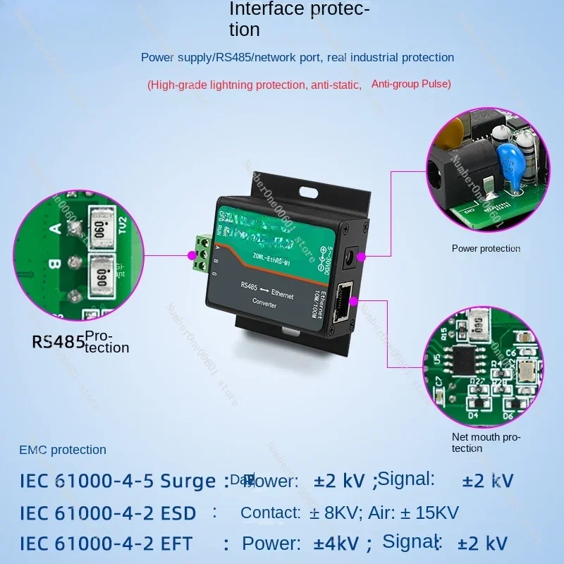 Single RS485 Serial Server to Ethernet Module Modbus RTU/TCP Serial Communication Server 485 to Ethernet Port Industrial Grade