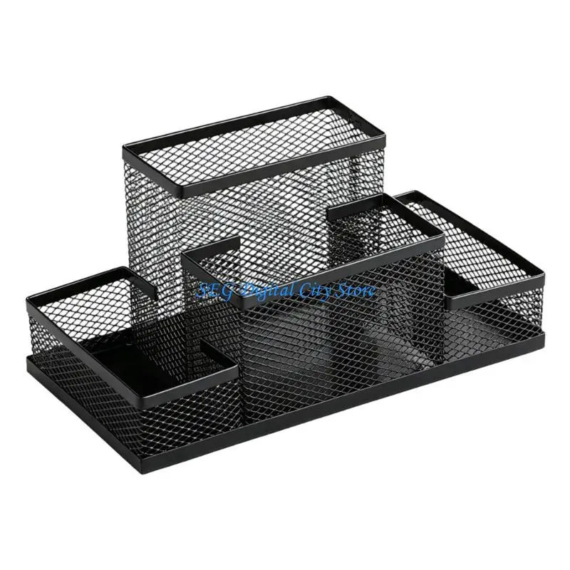 U75B Multi-Compartments Iron Wire Pen Storage Container for Offices Desk Organization
