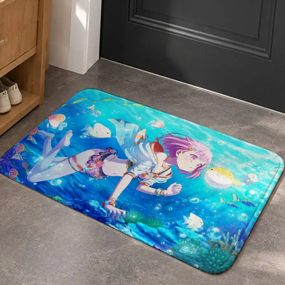 O-Otori Emu PJSK Official ART Short Plush Non-Slip Floor Mat, Easy to Clean, for Bathroom Door & Bedroom Door