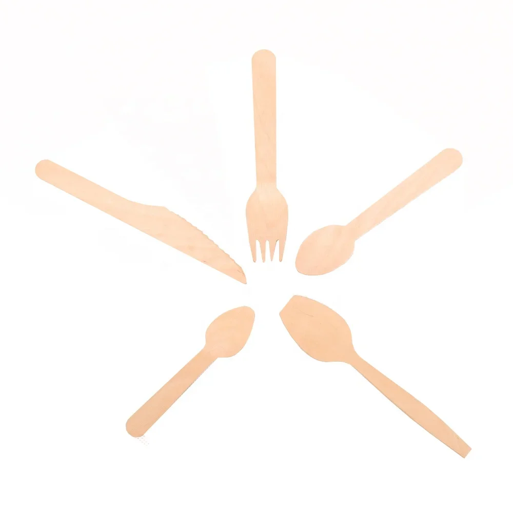 ECO-Friendly Flatware Sets Plastic Free Disposable Wood Spoon