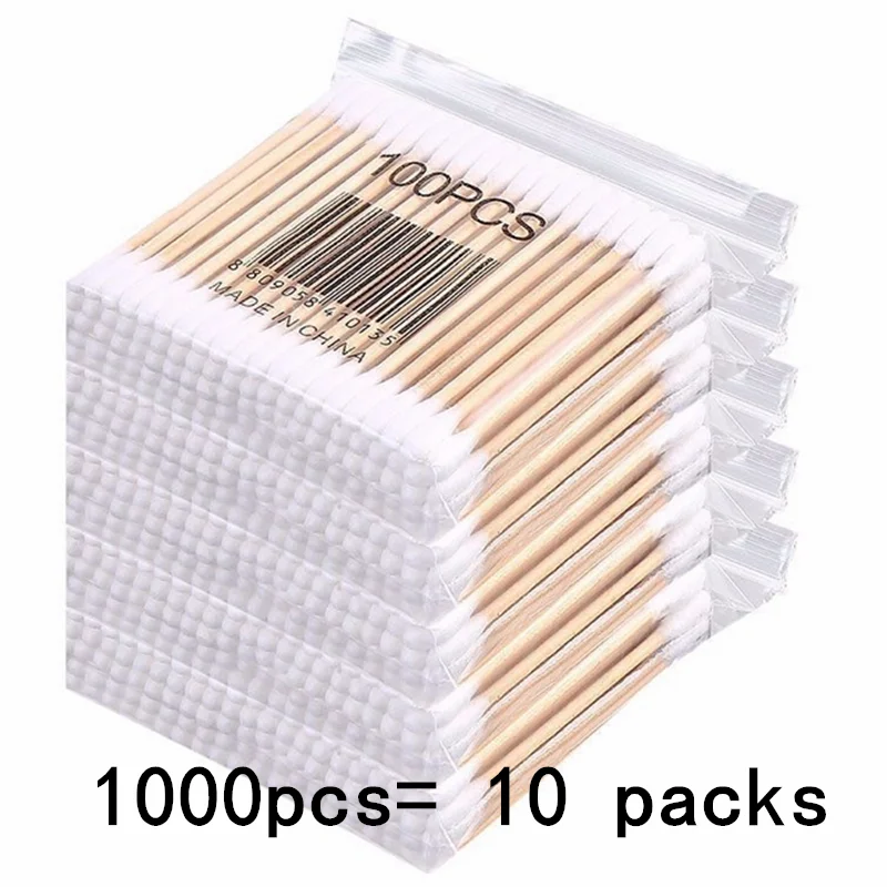 

New 100/300/500/1000pcs Double Head Cotton Swab Women Makeup Cotton Buds Tip Wood Sticks Nose Ears Cleaning Health Care Tools