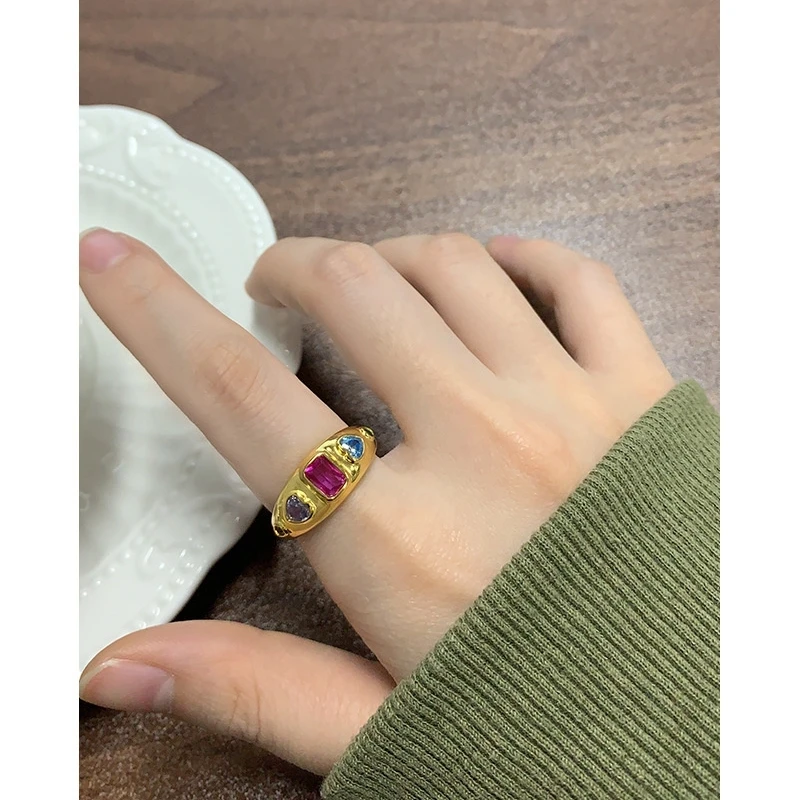 S'STEEL 925 Sterling Silver Rainbow Zircon Resizable Rings For Women Ringe Best Sellers 2023 Products Accessories Fine Jewelry