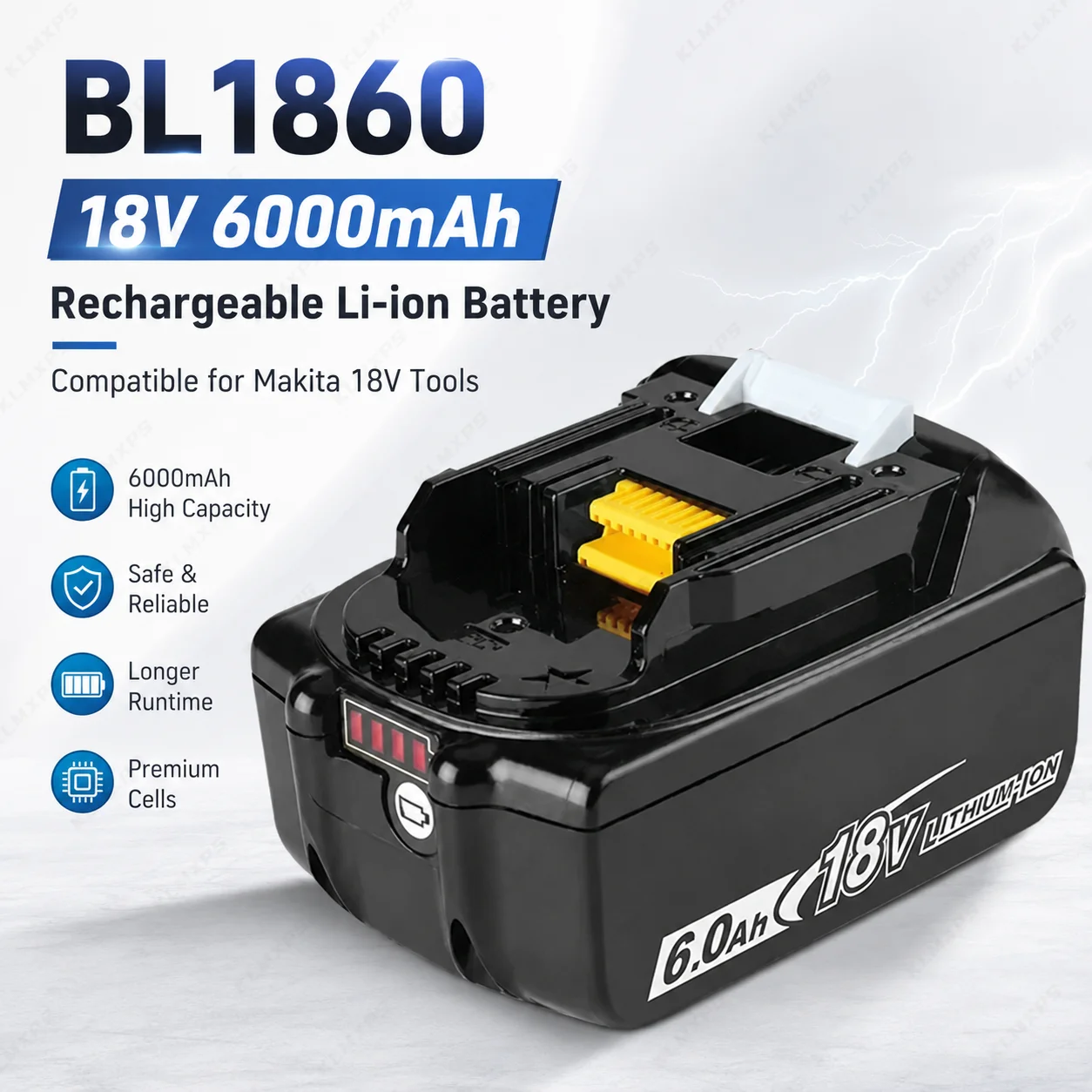 BL1860 18V 6000mAh Rechargeable Li-ion Battery for Makita 18V Cordless Drill Impact Power Tools