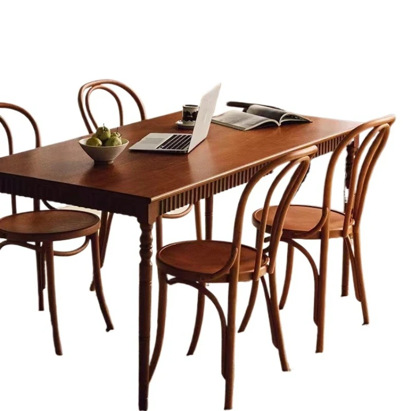Nordic vintage solid wood dining table and chair combination living room rectangular  office desk