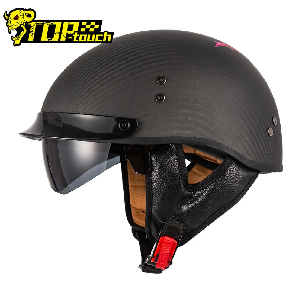 

Motorcycle Helmet DOT Approved Safety Modular Half Helmet Fiber Reinforced Plastic Helmet Outdoor Bicycle Electric Cycling Caps