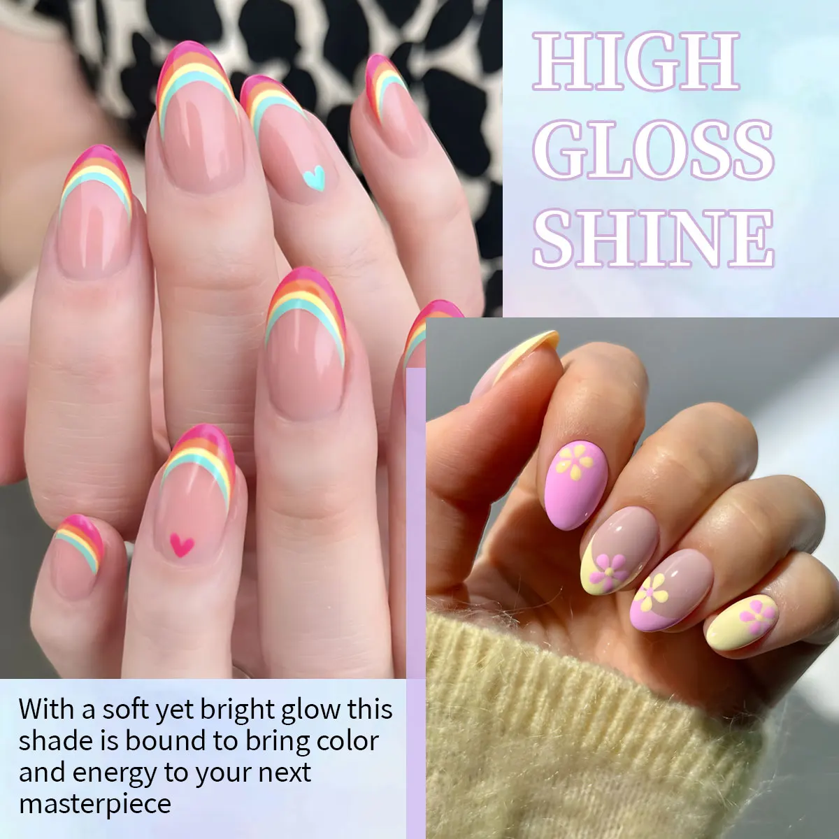 VOKY Conjunto de 6 garrafas de esmalte em gel diamante de 8ml, cada garrafa contém 0,27 onças, sem álcool, conjunto de casaco de base para unhas DIY