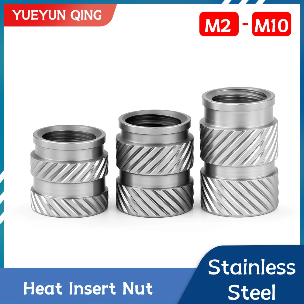 M2-M10 304 Stainless Steel Heat Insert Nut Metric Thread Double Twill Knurled Hot Melt Embedded Inserts 3d Printer Plastic Part