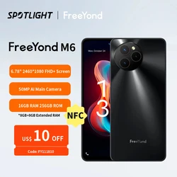 FreeYond-M6, pantalla FHD de 6,78 pulgadas, 256GB de ROM, 8GB de RAM, NFC, Android 13, ocho núcleos, cámara trasera Triple de 50MP, 3 ranuras para tarjetas