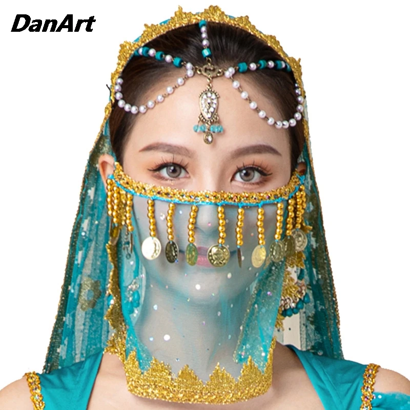 New Women Veil Sexy Girl Face Wrap Scarf Belly Dance Indian Dance Veil Bollywood Mask Scarf Performance Dance Accessories Props