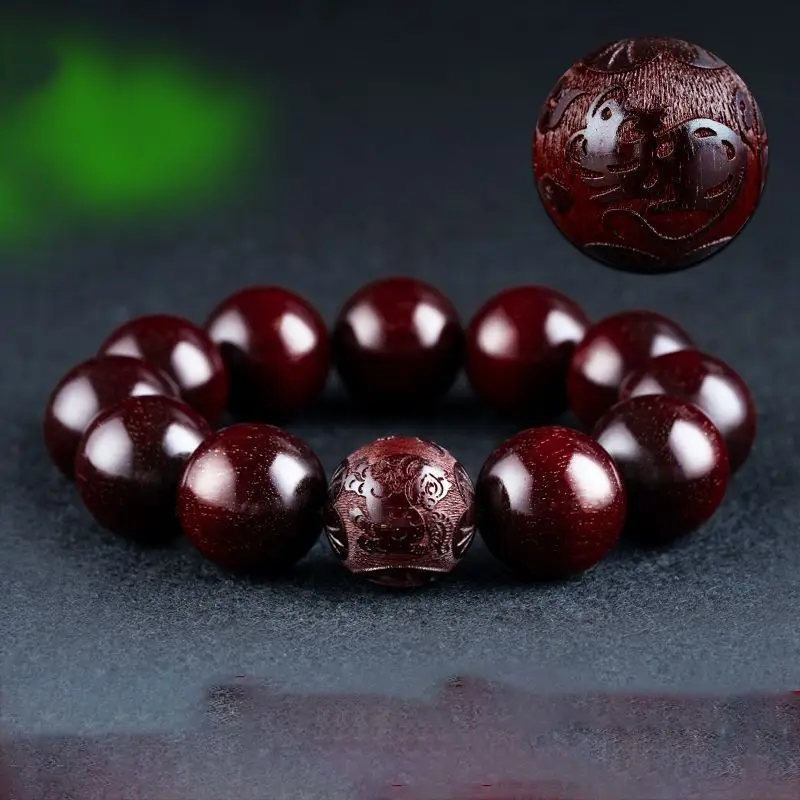 Six-Character Mantra Indian Lobular Rosewood Bracelet Sandalwood Carving 2.0 Men And Women Playing With Buddha Beads Rosaries