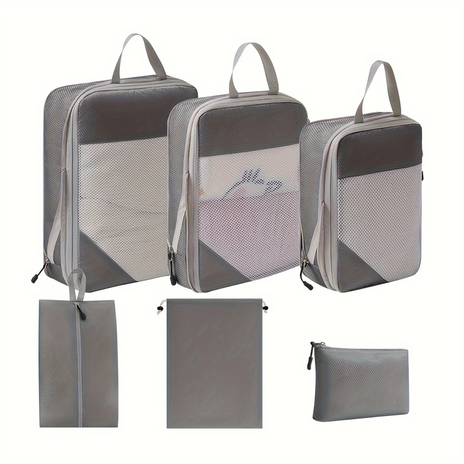 6-Piece Travel Organizer Set, Compression Packing Cubes For Clothes, Shoes, Digital Devices, Toiletries, Makeup, Luggage  Bags W