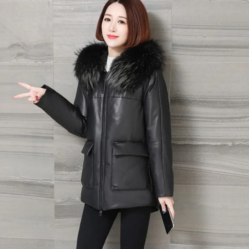 Tcyeek New Real Leather Jacket Womens Clothing Winter Warm Woman Down Coats Elegant Sheepskin Coat for Women дубленка женская LM