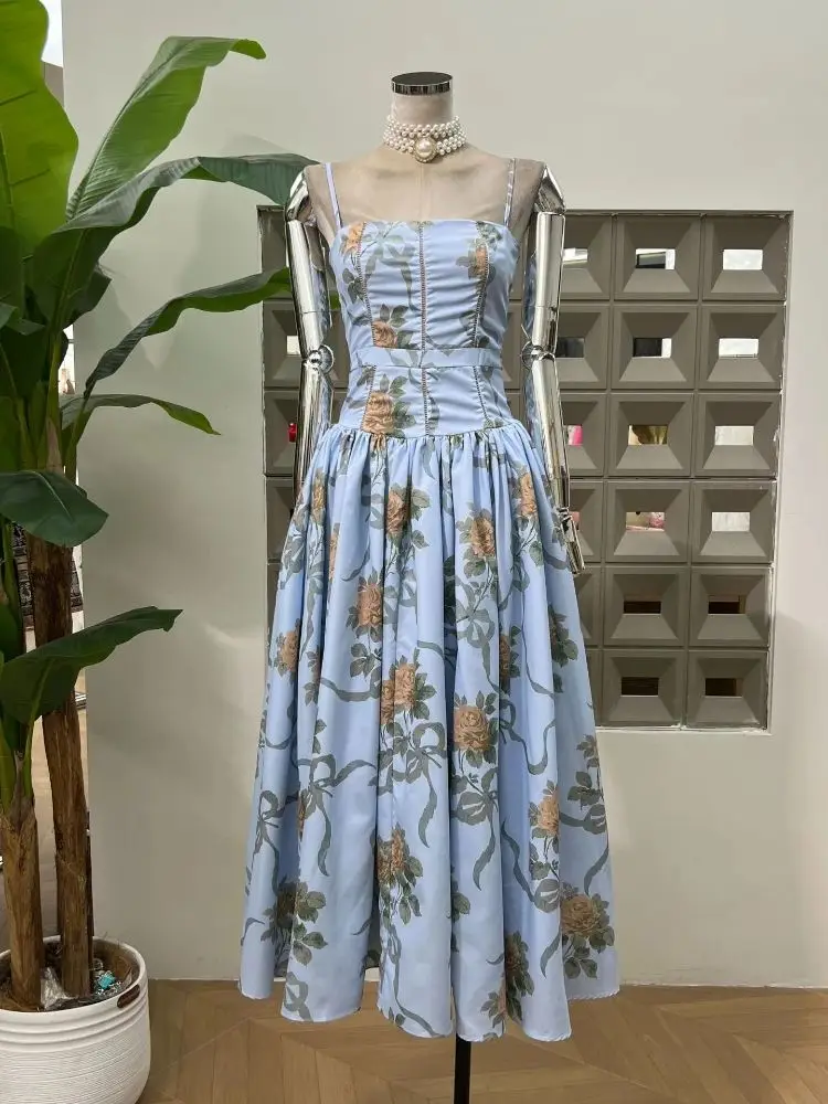 

Женское летнее модное платье с цветочным принтом для отпуска, женские платья макси без рукавов с открытой спиной, вечерняя уличная одежда, женские наряды