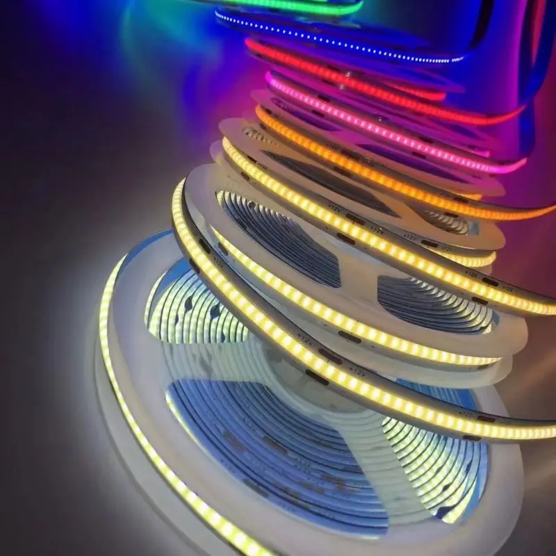 DC12V/24V COB LED Strip Light 320 384 528 LEDs/M 3000K 4000K 6000K Yellow Pink Ice Blue High Density Flexible Tape Ribbon 5M