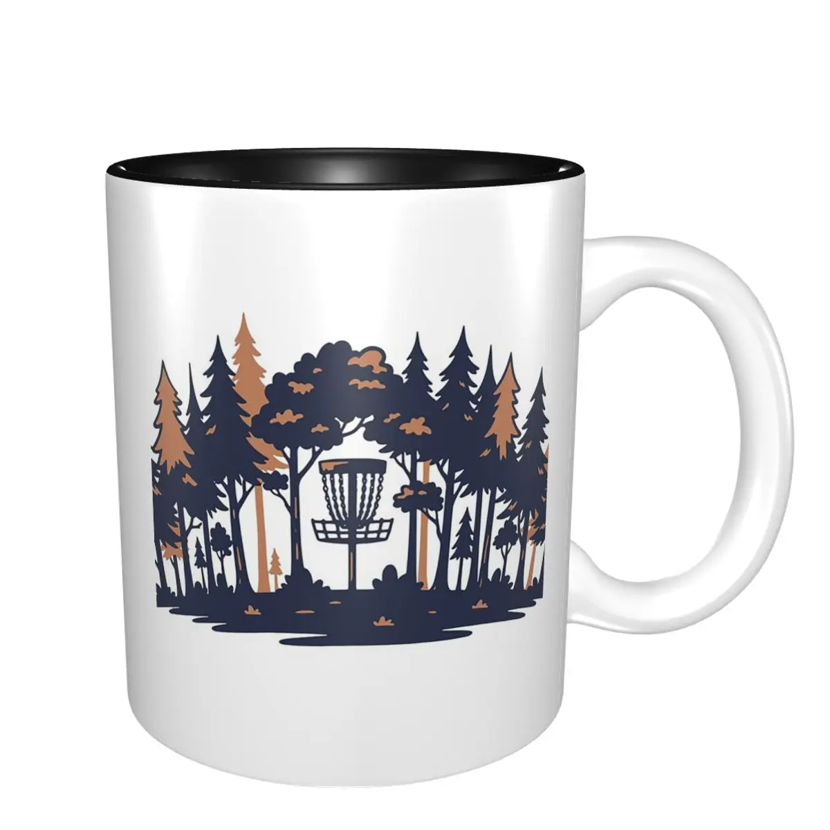 Disc Golf Scene Forest Basket Silhouette Mug Funny Ceramic Coffee Cups Tea Mugs Milk Cup Drinkware Gift for Woman Man