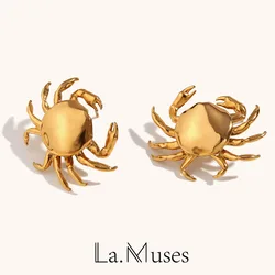 La.Muses Simulated Crab Stainless steel Animal Earrings Waterproof Women's Earrings Fashion Daily Jewelry Earrings