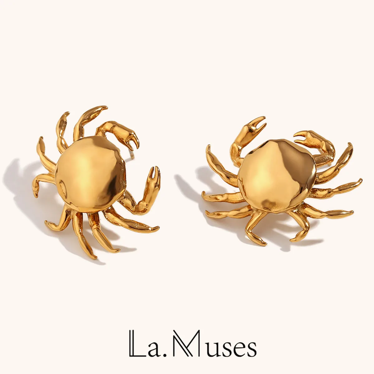 La.Muses Simulated Crab Stainless steel Animal Earrings Waterproof Women's Earrings Fashion Daily Jewelry Earrings