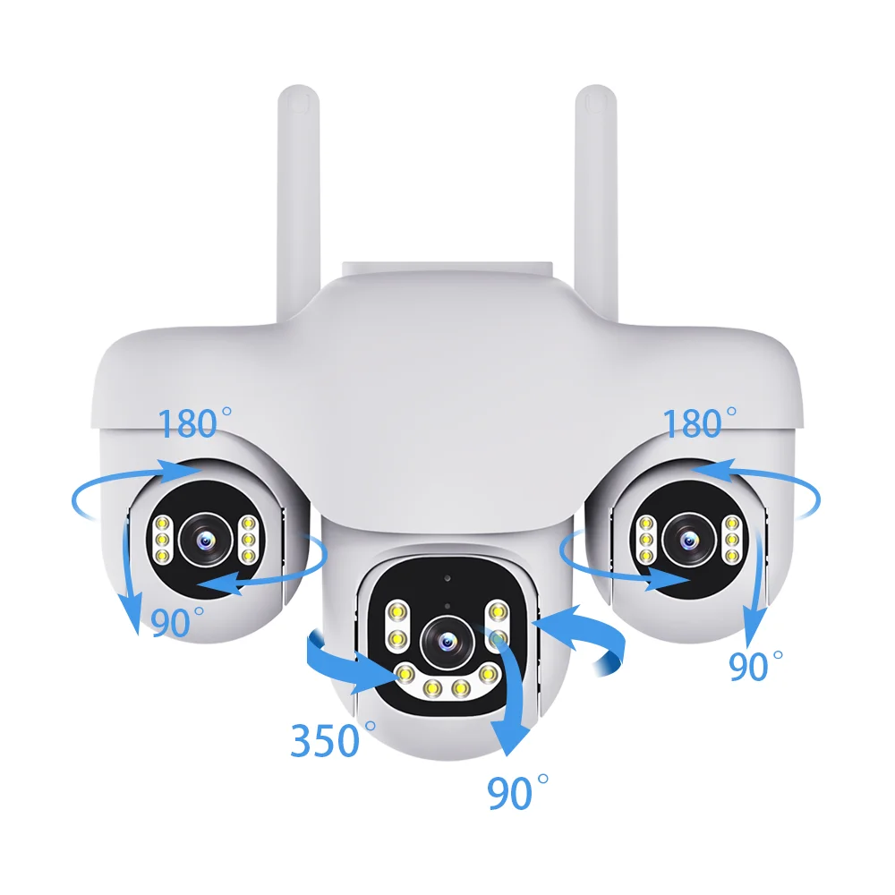 

V380 Pro Night Version Human Detect 3 Lens Ptz Camera Wifi 4G Ai Outdoor Security Cctv Camera Home Security Cam