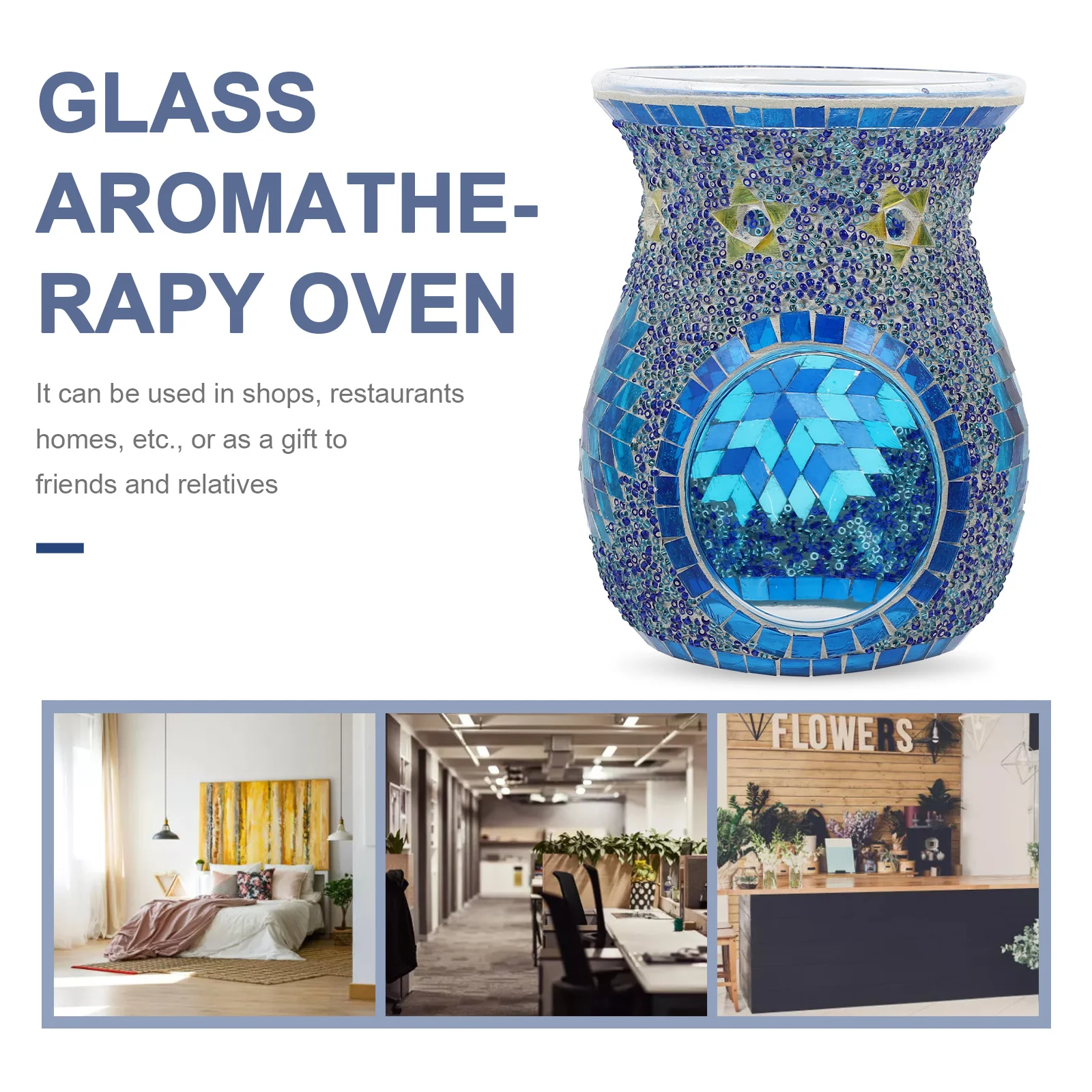 

1Pcs Glass Aroma Stove with Bohemian Design Holder for Home Spa Aromatherapy Decor Humidifier Air Freshener Tea Light