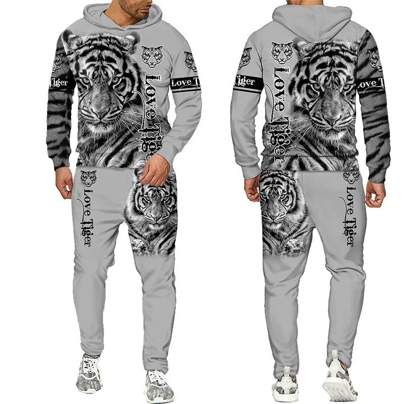 PLstar Cosmos Animal The Tiger 3D Printed Men's Hoodie and Pants Suit Unisex Casual Tracksuit Set Male Sportswear Suit LMTZ20