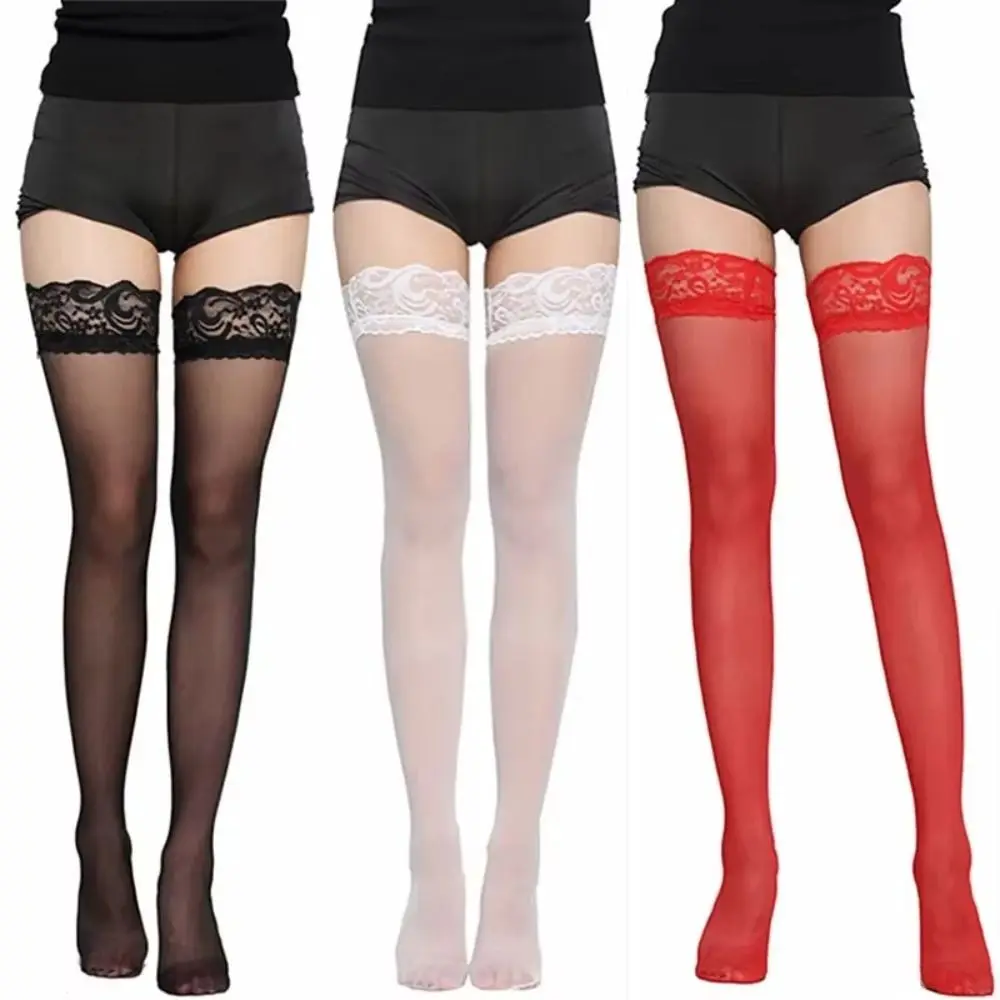 Fashion Tight Sexy Lace Stockings See-through Breathable JK Girl Socks Garters Women