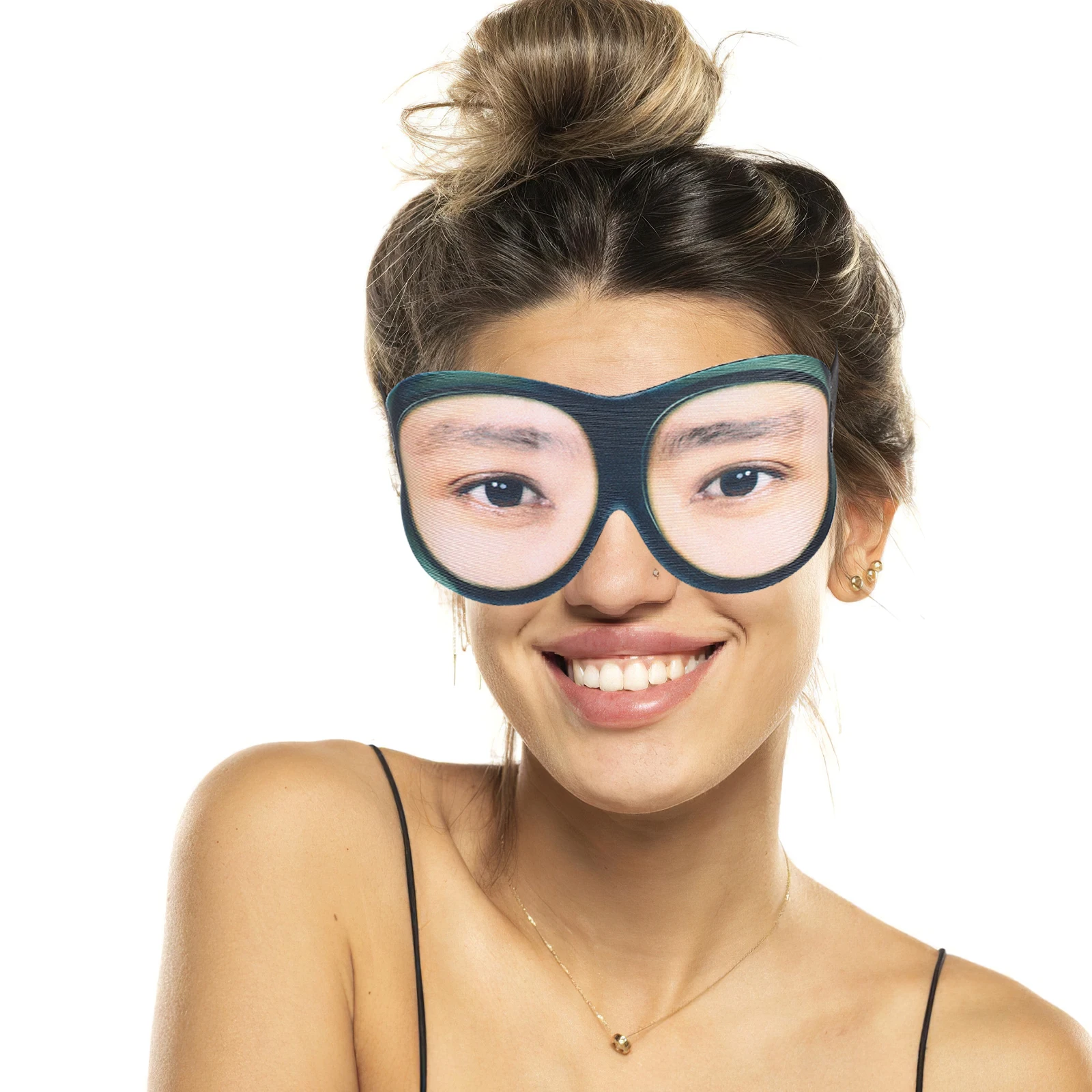 

Polyester Glasses Eye Eyeshade 3D Sleeping Eyeshade Adjustable String Comfortable for Home Travel Black Eye Relieve Man Pattern