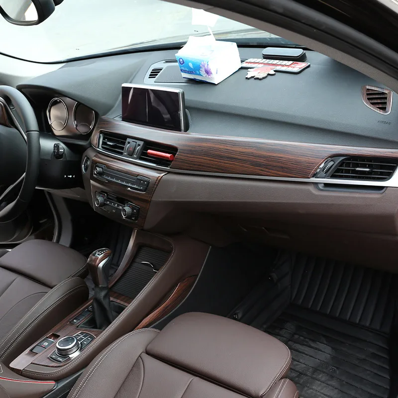 ABS خشب الصنوبر الحبوب لسيارات BMW X1 X2 F47 F48 2016-2022 سيارة مركز لوحة التحكم عجلة القيادة الباب ملصق الكسوة اكسسوارات السيارات #5