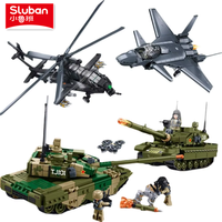 Stealth Fighter Helicopter & Main Battle Tank Military Model Bricks - Educational Building Blocks Set for Children Army Toy Kit