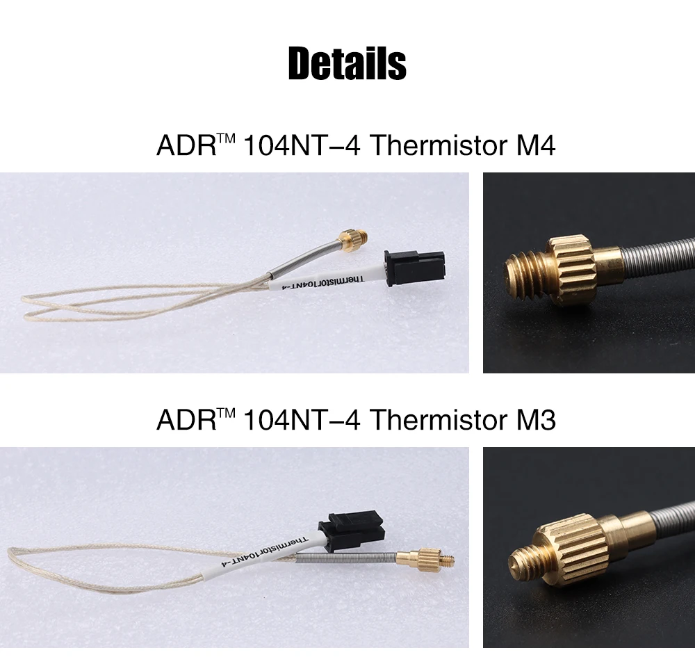 Trianglelab ADR ™ 104NT-4-R025H42G (104GT-2) Thermistor-Sensor, neue Standard-Mehradrig-Laser-geschweißte Leitungen, 3x15 mm, Metall M3 M4 – Detail 35